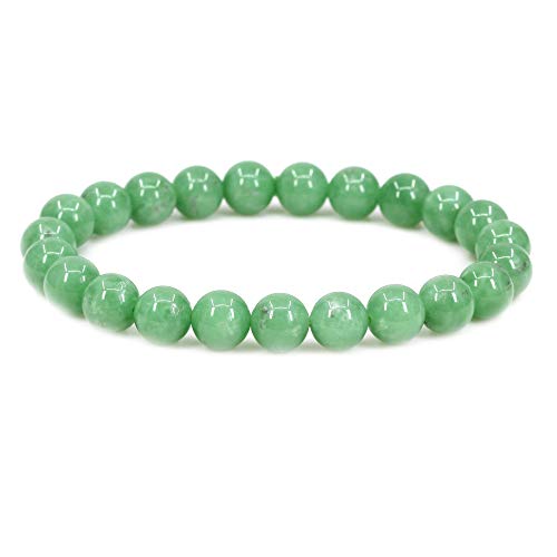 Keleny Gem Semi Precious Gemstones 8mm Round Beads Crystal Stretch Bracelets 7 Inch Unisex - color: Dark Green Angelite