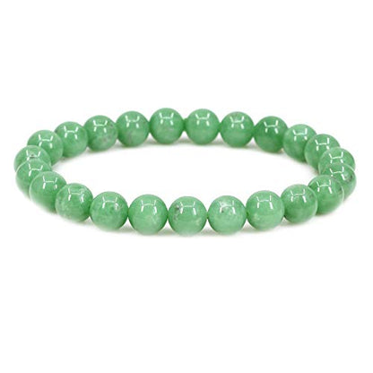 Keleny Gem Semi Precious Gemstones 8mm Round Beads Crystal Stretch Bracelets 7 Inch Unisex - color: Dark Green Angelite