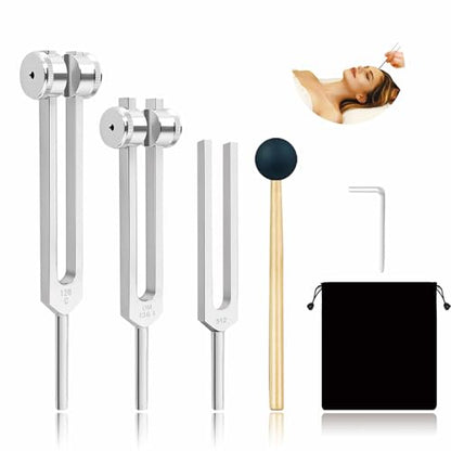 Tuning Fork Set (128Hz, 256Hz, 512Hz), Body Tuning Forks Chakra Set, for Medical Sound Healing Therapy, Meditation, DNA Repair, Reiki Energy, Guitar Tune Fork — Best Gift for Sound Healer - size: Health 3 set