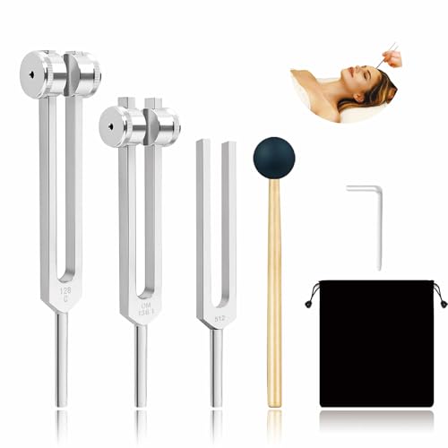 Tuning Fork Set (128Hz, 256Hz, 512Hz), Body Tuning Forks Chakra Set, for Medical Sound Healing Therapy, Meditation, DNA Repair, Reiki Energy, Guitar Tune Fork — Best Gift for Sound Healer - size: Health 3 set