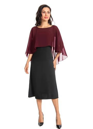 Baoqiya Women's Capelet Shawls and Wraps for Evening Dresses Soft Bridesmaid Shawl Chiffon Cape Wedding Cover Up - color: Burgundy