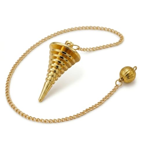 9 Ring Coil Spiral Brass Pendulum for Reiki Healing, Dowsing & Chakra Balancing – Designer Cone Divination Tool for Meditation & Energy Cleansing - color: 9 Ring Coil Spiral Brass Metal Pendulum