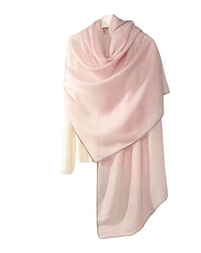 Luxury Cashmere Pashmina Style Shawl - Silk & Wool Blend Scarf, Lightweight Skin-Friendly Wrap - color: Pink