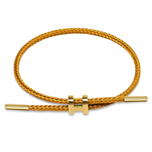 Simple Titanium Rope Steel wire Bracelet, Bracelet with Adjustable Design Polished H Shape Buckle, Fashion Gift for Women Men - color: golden