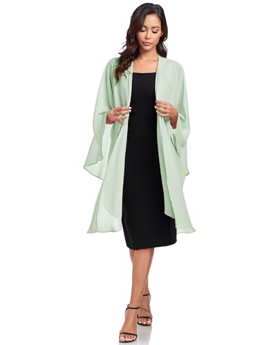 TONGFANTFL Shawls Wraps for Evening Wedding Party Chiffon Scarf Soft Bridal Wraps Wedding Guest Shawl Coverage - color: Sage Green