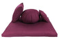 Kapok Zafu, Zabuton and Support Meditation Cushions Set (4pc) - color: Burgundy
