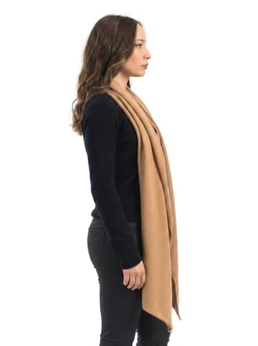 Dalle Piane Cashmere Womens Wool Cashmere Blend Stole Soft Italian Shawl Wrap for Wedding Evening Gift Made in Italy - color: Camel
