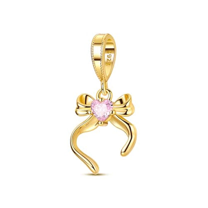 Prayer Cross Elephant Airplane Suitcase Charm 925 Sterling Silver Charms fits for Bracelets Necklace Pendant Bead Charms Jewelry Gift for Women Family - color: Golden Bow Charm