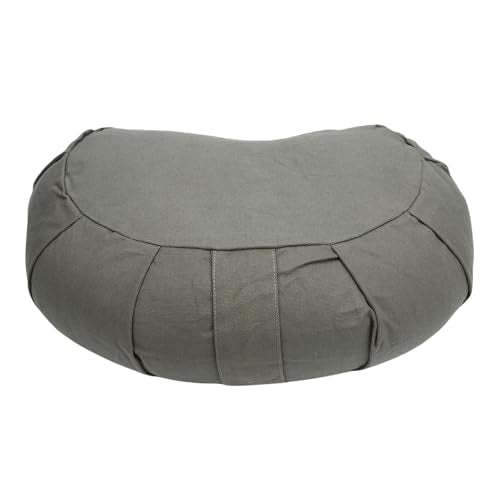 Yinhing Half Moon Meditation Cushion Filled with Buckwheat Hulls Premium Soft Cotton Cover Ergonomically Designed Meditation Pillow Comfortable Support for Mindfulness Practice - color: Gray