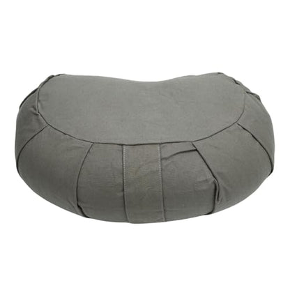 Yinhing Half Moon Meditation Cushion Filled with Buckwheat Hulls Premium Soft Cotton Cover Ergonomically Designed Meditation Pillow Comfortable Support for Mindfulness Practice - color: Gray