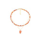 2Pcs Crystal Necklace for Women Handmade Choker Necklaces Pendant Necklace Natural Stone Gemstone Beaded Necklace 18k Gold Plated Adjustable Dainty Necklace for Women - color: Carnelian