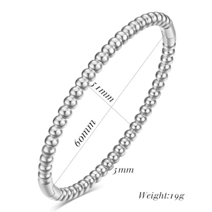JAJAFOOK 5mm Bead Bracelet, Stainless Steel Simple Bangle, Minimalist Unisex Cuff, Silver Gold Rose Gold Titanium Jewelry - color: Rose Gold
