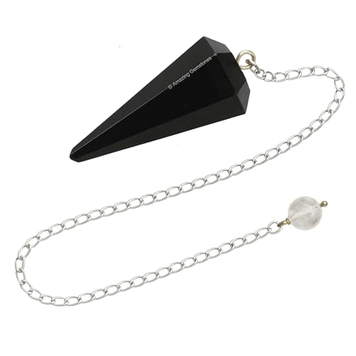Amazing Gemstone Black Obsidian Crystal Pendulum for Divination - Certified Dowsing Crystals & Healing Stones for Chakra Balancing and Meditation - Enhance Reiki Spiritual Growth - color: Black Obsidian