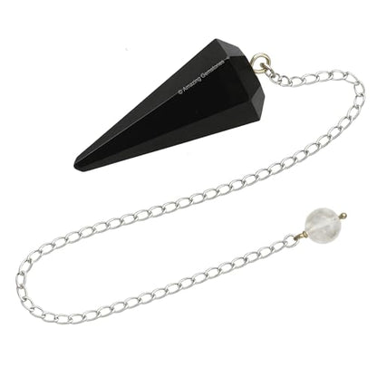 Amazing Gemstone Black Obsidian Crystal Pendulum for Divination - Certified Dowsing Crystals & Healing Stones for Chakra Balancing and Meditation - Enhance Reiki Spiritual Growth - color: Black Obsidian