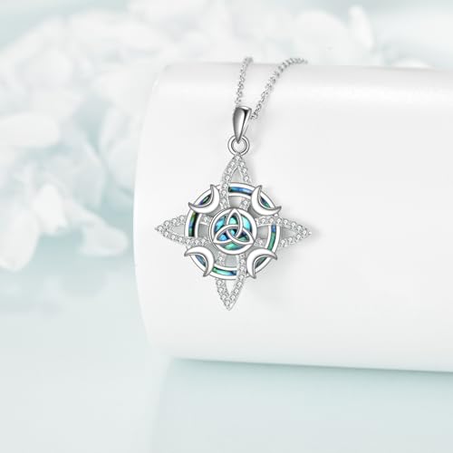 Witch Knot/Trinity/Triple Moon Necklace S925 Sterling Silver Protection Jewelry Gifts for Women - style: Witches Knot