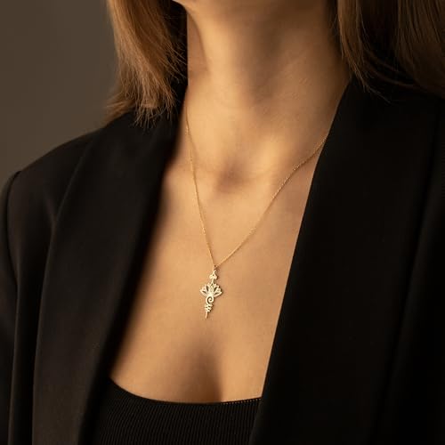 Lotus Unalome Necklace - 925 Sterling Silver Lotus Flower Unalome Necklace - Yoga Jewelry - Chakra Necklace - Spiritual Symbol Charm - size: 14 Inches