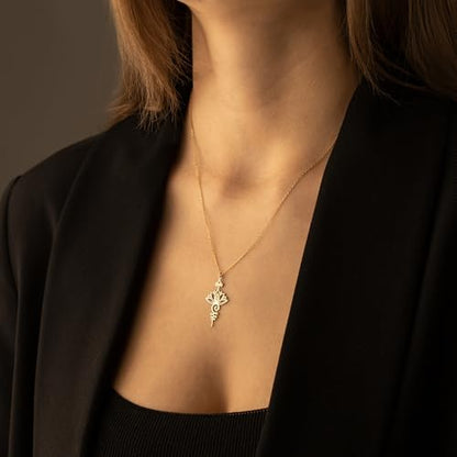 Lotus Unalome Necklace - 925 Sterling Silver Lotus Flower Unalome Necklace - Yoga Jewelry - Chakra Necklace - Spiritual Symbol Charm - size: 14 Inches