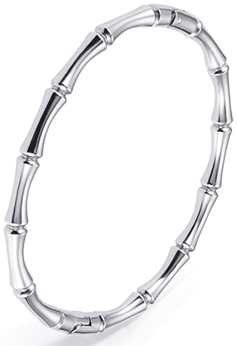 Stainless Steel Bamboo Design Bracelet Titanium Steel Bangle - color: Bamboo Silver