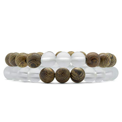 Natural Wood and Authentic Stone Bead Bracelets - Handmade Fashion Jewelry for Men and Women