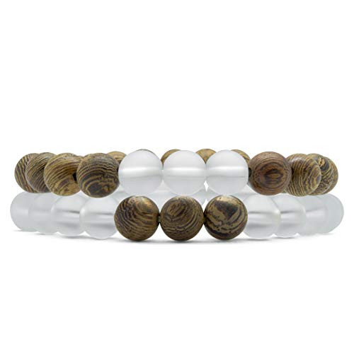 Natural Wood and Authentic Stone Bead Bracelets - Handmade Fashion Jewelry for Men and Women