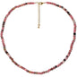 Simple Choker Necklace for Women Real Stone and Crystals Necklaces 4mm Beaded Choker Jewelry Meditation Gift for Women (16"+2") - style: Rhodonite