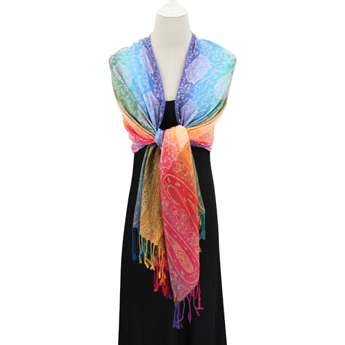Rave Pashmina Scarf, Fashion Colorful Shawls and Wraps Soft Festival Scarves - color: A-light Purple