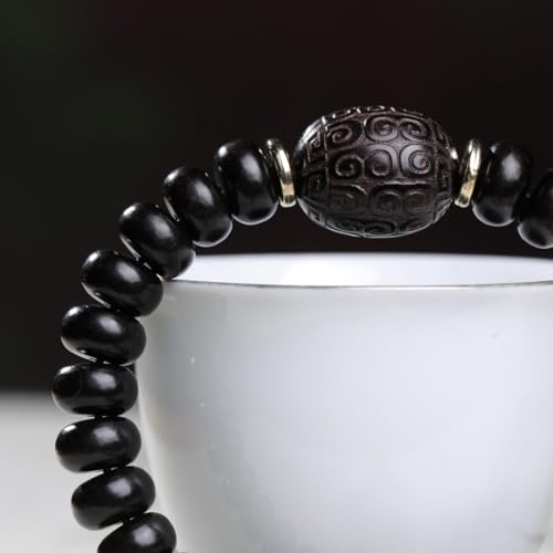 Zen Dear Unisex Natural Ebony Wood Buddhist Prayer Bead Necklace Bracelet Tibetan Prayer Mala Beaded Black - style: 6mmx10mmx28Abacus Beads