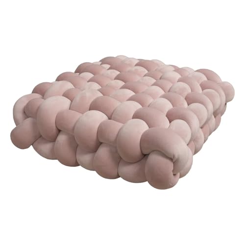 Knot Pillow Meditation Cushion Large Floor Cushions Sitting Funky Throw Pillows Chair Pillows Soft Pad Square Knotted Seat Cushions Home Decoration Living Room Bedroom Sofa Couch Light Pink - color: Light Pink, size: 13*12*4.5"