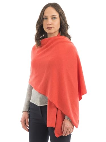 Dalle Piane Cashmere Womens Wool Cashmere Blend Stole Soft Italian Shawl Wrap for Wedding Evening Gift Made in Italy - color: Orange
