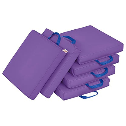 ECR4Kids SoftZone Square Floor Cushions with Handle, Flexible Seating, Purple, 6-Piece - color: Purple