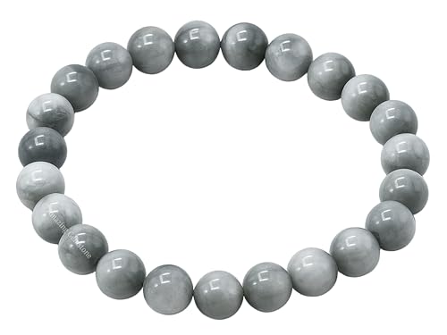 Amazing Gemstone Grey Cats Eye Bracelet for Women Men's Gifts - Protection Healing Crystal Bracelet - 8mm Gemstone Beaded Stretchable Bracelet Pulseras Para Hombres Mujer Stocking Stuffers Mothers Day Gift - color: Grey Cats Eye