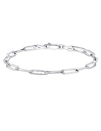 Silver Bracelet for Women 3mm Diamond-Cut Paperclip Chain Bracelet for Men 6.5/7/7.5/8/8.5/9 Inch - color: 3mm Silver, size: 6.5 Inch