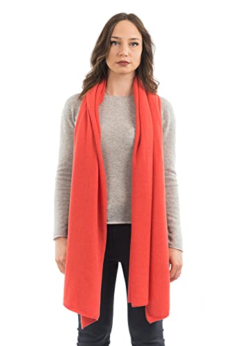 Dalle Piane Cashmere Womens Wool Cashmere Blend Stole Soft Italian Shawl Wrap for Wedding Evening Gift Made in Italy - color: Orange