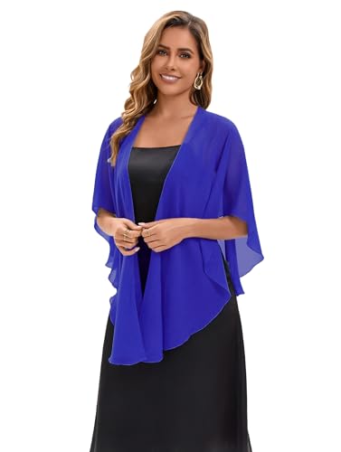 Baoqiya Chiffon Shawl Evening Scarf Shawls and Wraps for Women Wedding Party Bridal Scarves Cover Ups - color: Royal Blue