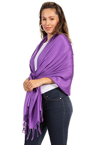 Sakkas 78" X 28" Rayon from Bamboo Soft Solid Pashmina Feel Shawl/Wrap/Stole - color: Purple