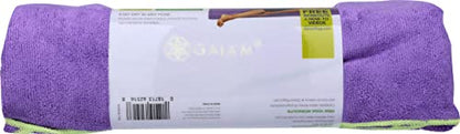 Gaiam Yoga Towel - Mat Sized Active Dry Non Slip Moisture Wicking Sweat Absorbent Microfiber Hot Yoga Towel for Women & Men | Stay-Put Corner Pockets (70" Long x 26" Wide)