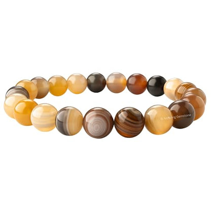 Amazing Gemstone Crystal Bracelet for Women Men's Gifts - Protection Healing Crystal Bracelet - 8mm Gemstone Beaded Stretchable Bracelet Pulseras Para Hombres Mujer Stocking Stuffers Mothers Day Gift (Botswana Agate) - color: Botswana Agate