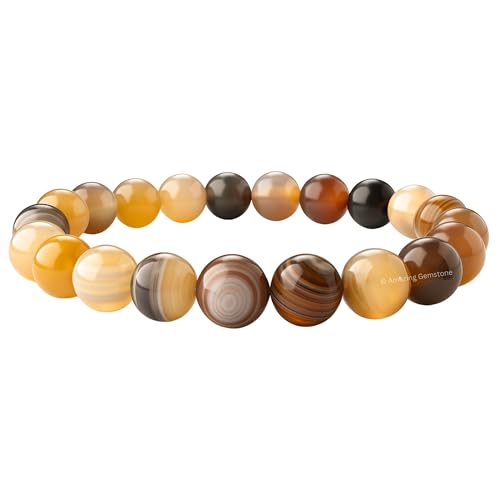 Amazing Gemstone Crystal Bracelet for Women Men's Gifts - Protection Healing Crystal Bracelet - 8mm Gemstone Beaded Stretchable Bracelet Pulseras Para Hombres Mujer Stocking Stuffers Mothers Day Gift (Botswana Agate) - color: Botswana Agate