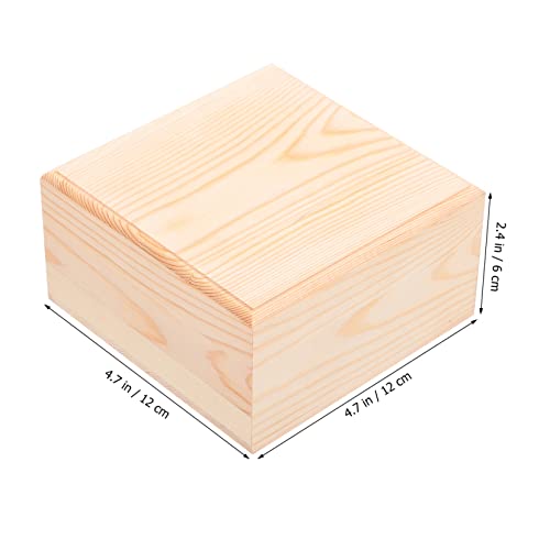 Outanaya Wooden Storage Box with Lid Square Sundries Organizer for Jewelry Gifts and More Premium Pine Material Design for Desktop Use - size: 12.5X12.5X6CM