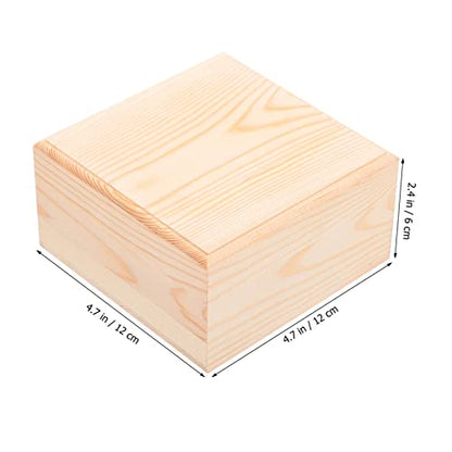 Outanaya Wooden Storage Box with Lid Square Sundries Organizer for Jewelry Gifts and More Premium Pine Material Design for Desktop Use - size: 12.5X12.5X6CM