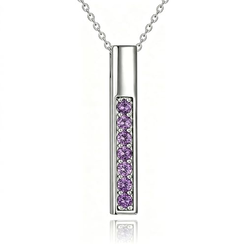 POPLYKE Chakra Necklace for Women 925 Sterling Silver Bar/Inifinity/Cross Necklace Mother Day Jewelry Gift for Women - style: February