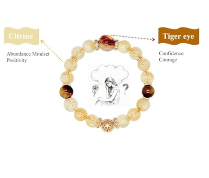 Birth Flower Crystal Bracelets for Women, Handmade Natural Gemstone Stretch Jewelry with Healing & Positive Energy - color: Oct. Marigold & Citrine