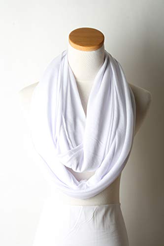 corciova Black Soft Girl Women Infinity Wrap Scarf Stretchy Jersey Knit Sleep Head Circle Scarf Continuous Loop Light Weight - color: 106 White