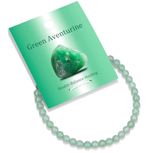 Vinswet 4mm 6mm 8mm Healing Crystal Bracelets for Women Men Natural Stone Beaded Stretch Bracelet Handmade Gemstone Reiki Spiritual Jewelry Gifts - color: Green Aventurine, size: 4mm