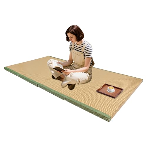 Coconut Fiber Floor Mat, 78"x39" Foldable Tatami Mattress, Breathable Meditation Mat, Eco-Friendly, Supportive Yoga/Bed Mat for Home, Meditation, Tea Room - color: Green