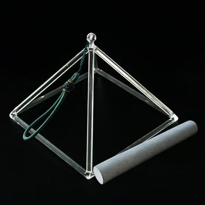 Crystal Meditation Pyramid 8 Inch Singing Bowls Crystal Musical Instrument Geometric Tripod Yoga Meditation Wind Chime Percussion Instrument With Percussion Stick
