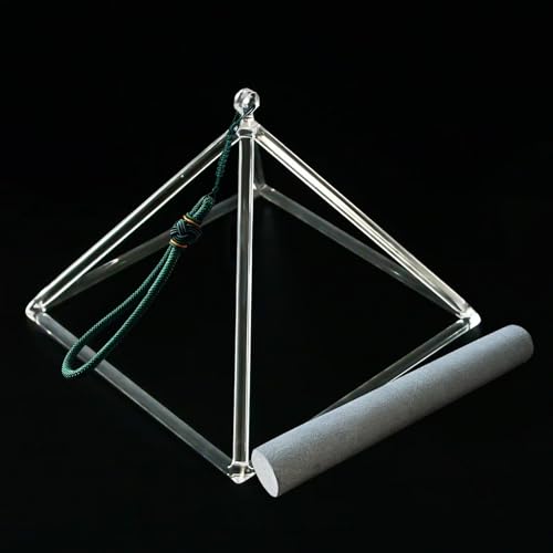 Crystal Meditation Pyramid 8 Inch Singing Bowls Crystal Musical Instrument Geometric Tripod Yoga Meditation Wind Chime Percussion Instrument With Percussion Stick