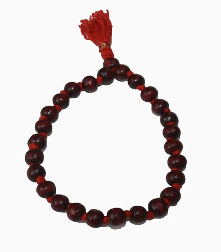 Red Sandalwood Sumarni Mala Knotted 8 MM, 27+1 Beads Wrist Mala | Sandalwood Prayer Beads Japa Bracelet for Meditation and Spiritual Practice