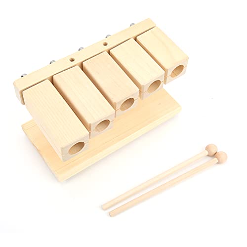 CHICIRIS Wood Percussion Block, 5 Tone Rhythm Maple Blocks with Hammer for Children Rhythm Lessons, Folk Instrumental Ensemble