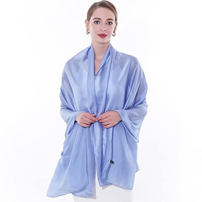 Womens Scarf Pashmina Shawls and Wraps for Evening Dresses Like Chiffon Silk Scarf for Bridal Weddings - color: Blue